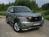 Пороги овальные с накладкой 120х60 мм Nissan Patrol 2010